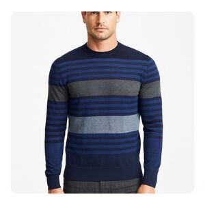Paul Smith 100% Merino Wool Blue Gray Stripe Sweater XL (Runs Small)